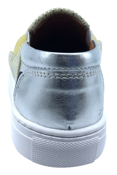 Atlanta Mocassin Girl's Slip-On Step-In Sneakers, Yellow, Gold, Silver