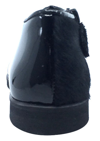 Luccini Girl's Half Patent Half Pony Hair Zip-Up Fashion Boots, Black Patent/Black Pony Hair