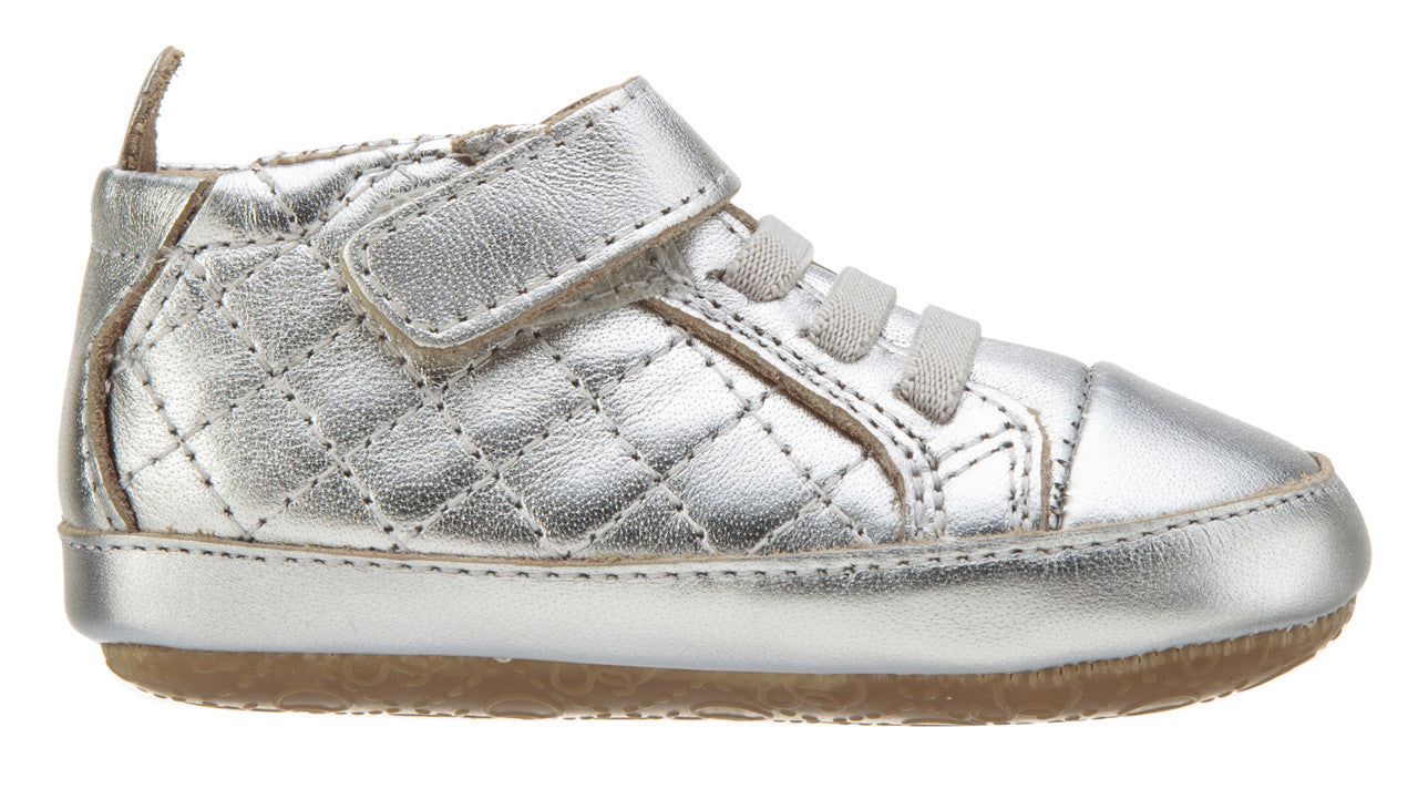 Old Soles Girl's and Boy's Quilt Bambini Silver Soft Quilted Leather H ...
