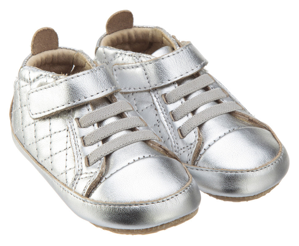 Old Soles Girl's and Boy's Quilt Bambini Silver Soft Quilted Leather H ...