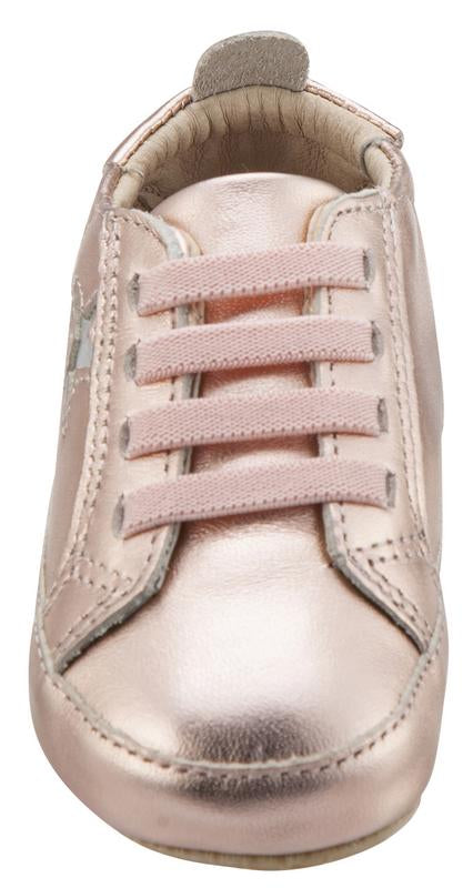 Old Soles Girl's & Boy's 194 Bambini Stars Copper with Silver Stars Leather Elastic Slip On Sneakers