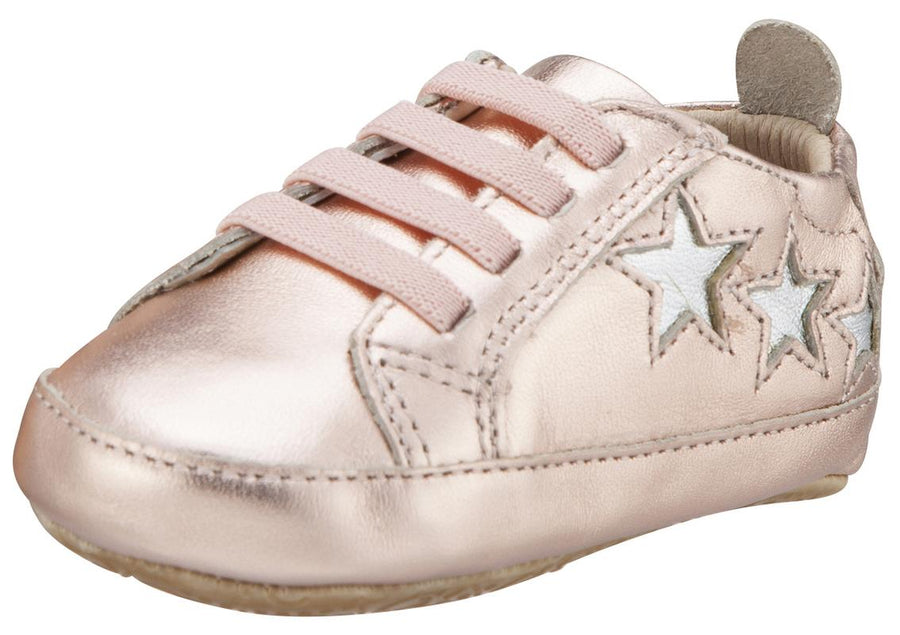 Old Soles Girl's & Boy's 194 Bambini Stars Copper with Silver Stars Leather Elastic Slip On Sneakers