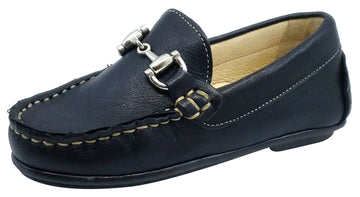 Andanines Boy's Chain Loafers, Nuit Navy Blue Black Outsole