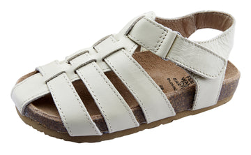 Old Soles Boy's and Girl's Roadstar Fisherman Leather Sandals, Cream