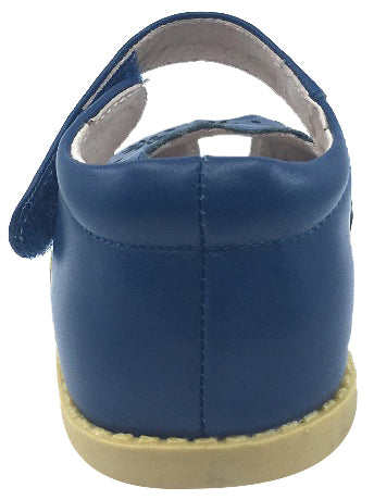 Livie & Luca Girl's Carmen Navy Blue Leather Peep Toe Sandal Flats