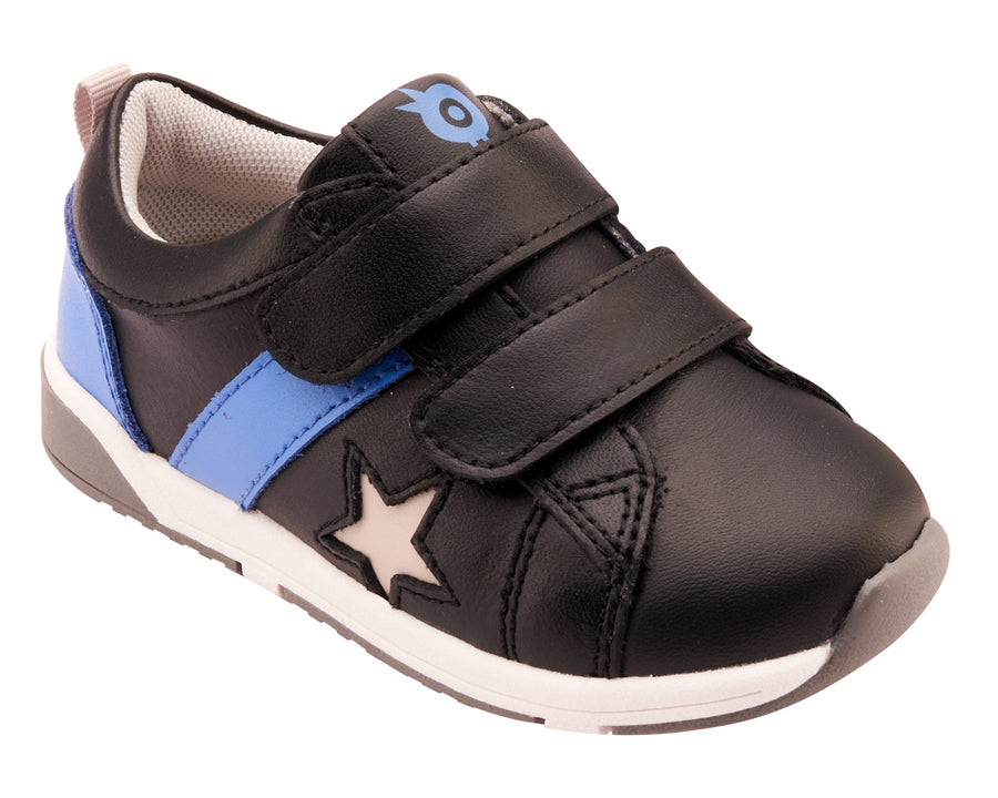 Old Soles Boy's 2101 Track Squad Casual Shoes - Black / Neon Blue / Gris / White Grey Sole