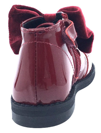 Luccini Girl's Bow Bootie, Burgundy Patent