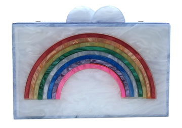 Bari Lynn Girl's Butterfly Rainbow Box Purse with Matching Chain Shoulder Strap