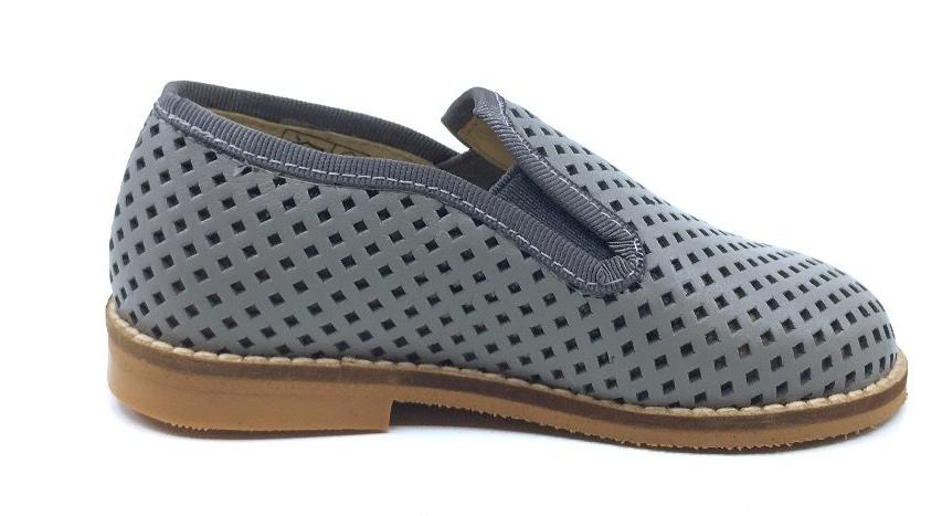 Luccini Basket Weave Grey Leather Smoking Loafer
