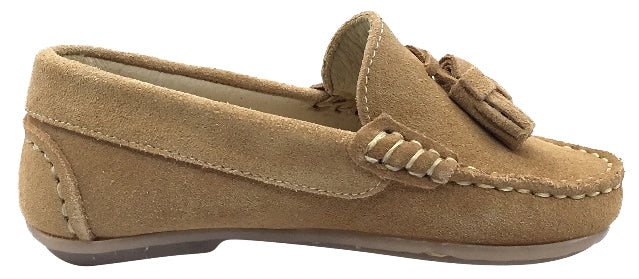 Andanines  Boy's Suede Tassel Loafers, Arena Sand