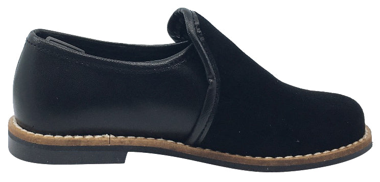 Luccini Boy's and Girl's Slip-On Loafer (Black Leather)