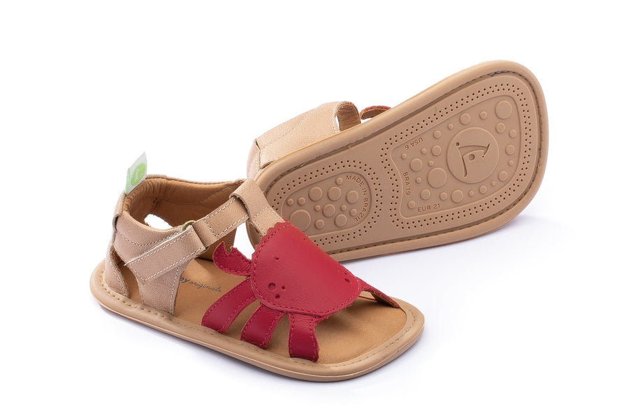 Tip Toey Joey Boy's and Girl's Craby Sandals, Sand/Pomo