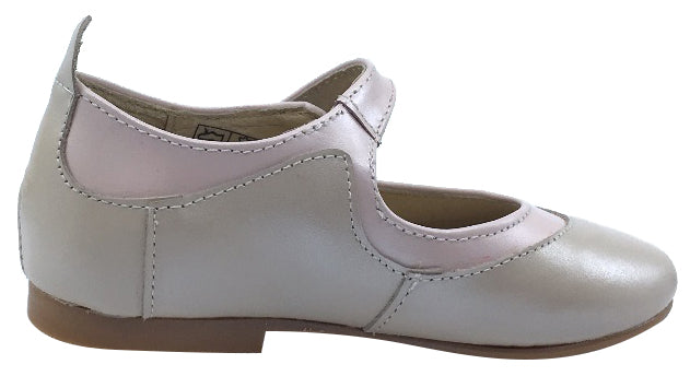 Luccini Girl's Snap Mary Jane, Pearl & Pink/Trim