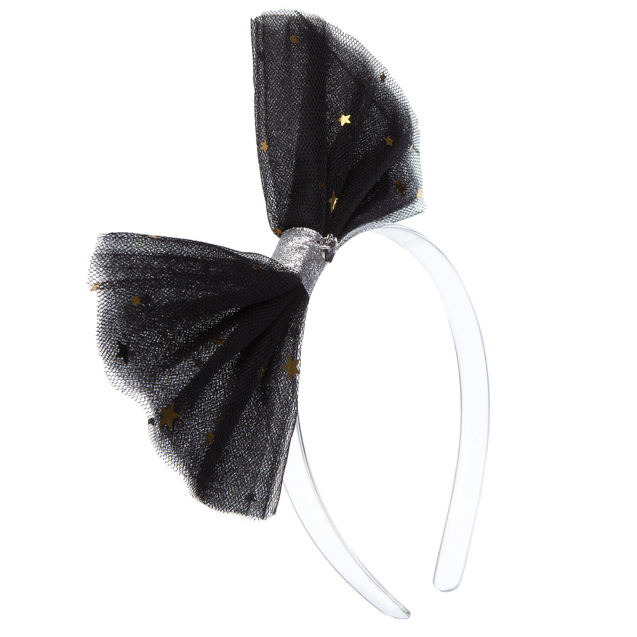 Lilies & Roses NY Girl's Tulle Bow Celestial Black Headband