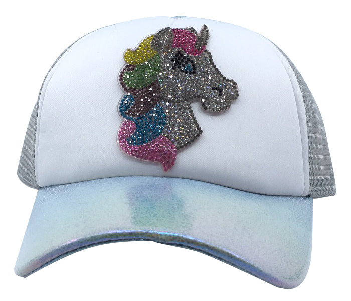 Bari Lynn Toddler/Little Girl's Sparkle Unicorn Trucker Hat