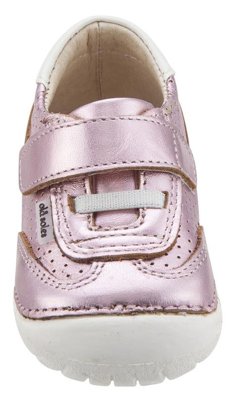 Old Soles Girl's 4011 Sporty Pave Frost Pink Leather Elastic Laces Hook and Loop Walker Baby Shoe Sneaker