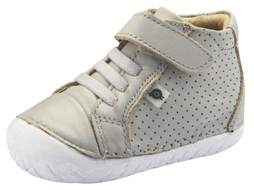 Old Soles Boy's and Girl's Pave Cheer Premium Leather First Walker Sneaker Shoes, Gris