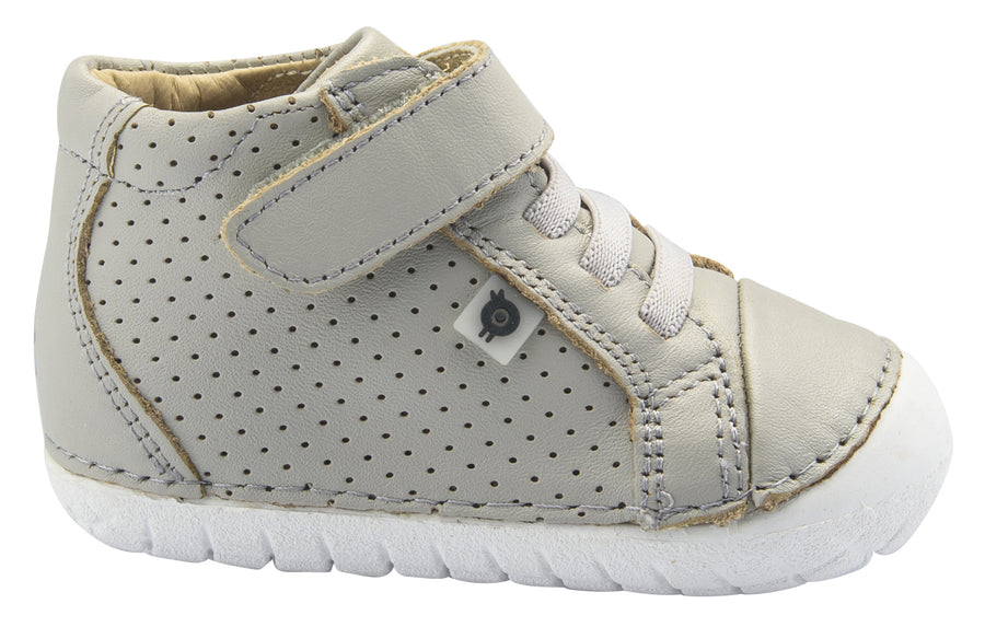 Old Soles Boy's and Girl's Pave Cheer Premium Leather First Walker Sneaker Shoes, Gris