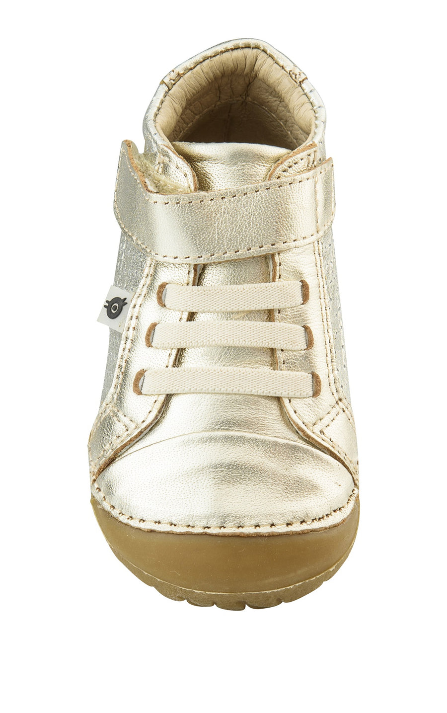 Old Soles Boy's and Girl's Pave Cheer Gold Leather High Top Elastic Hook and Loop Walker Baby Shoe Sneaker