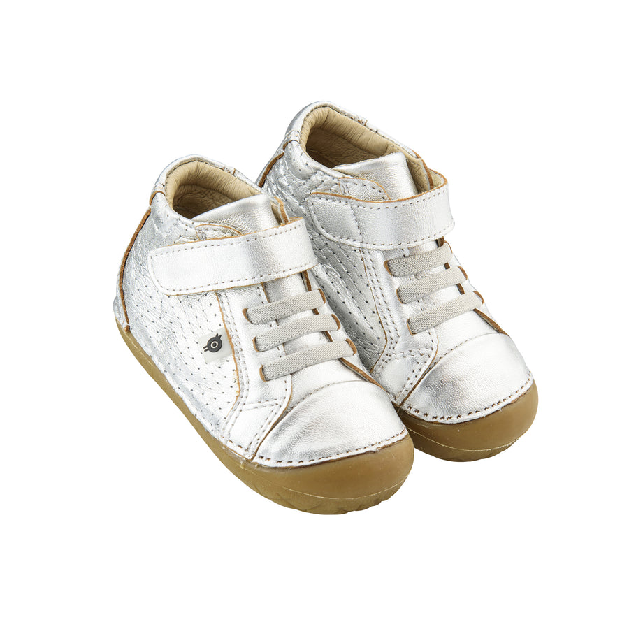 Old Soles Boy's and Girl's Pave Cheer Silver Leather High Top Elastic ...