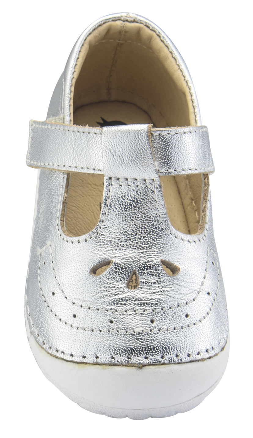 Old Soles Girl's Royal Pave T-strap Sneakers, Silver