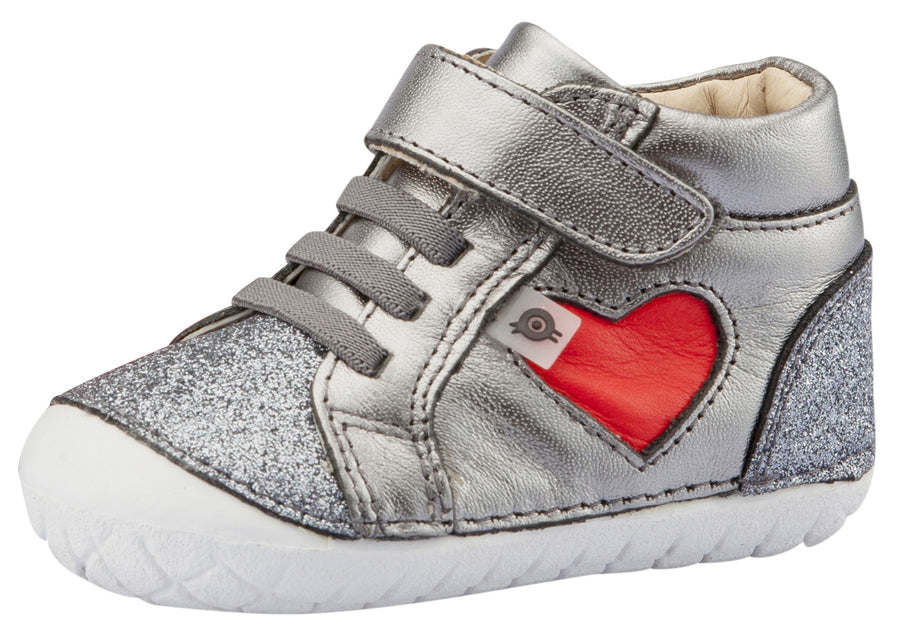 Old Soles Girl's My-Heart Pave Sneakers, Glam Gunmetal / Bright Red