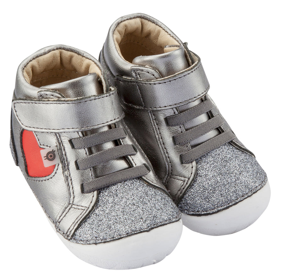 Old Soles Girl's My-Heart Pave Sneakers, Glam Gunmetal / Bright Red