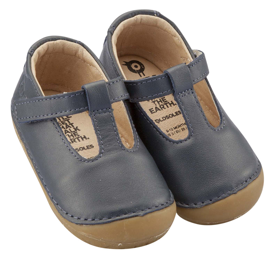 Old Soles Girl's T-2 Shoe, T-Strap, Navy