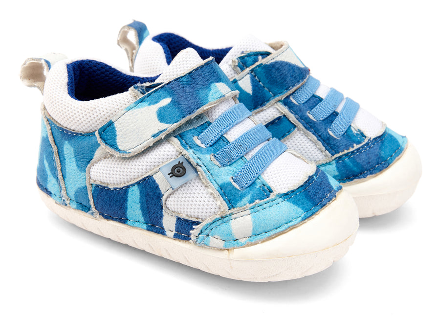 Old Soles Boy's and Girl's 4047 Bru Pave Shoes - Sky Camo/White/Cobalt