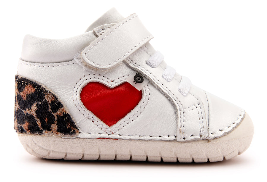 Old Soles Girl's 4074 Pave My Heart Hightop Sneakers - Snow/Kitten/Bright Red