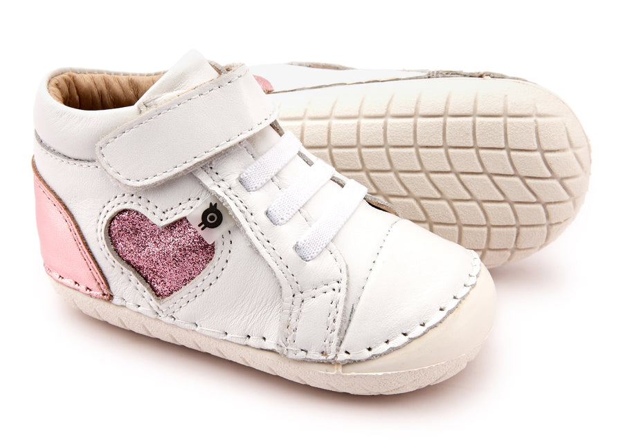 Old Soles Girl's 4074 Pave My Heart Hightop Sneakers - Snow/Pink Frost/Glam Pink