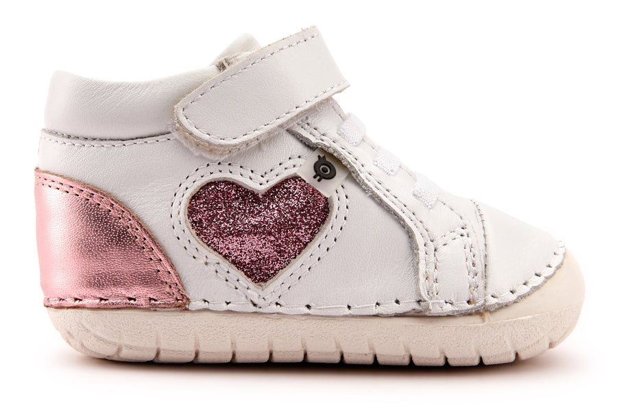 Old Soles Girl's 4074 Pave My Heart Hightop Sneakers - Snow/Pink Frost/Glam Pink