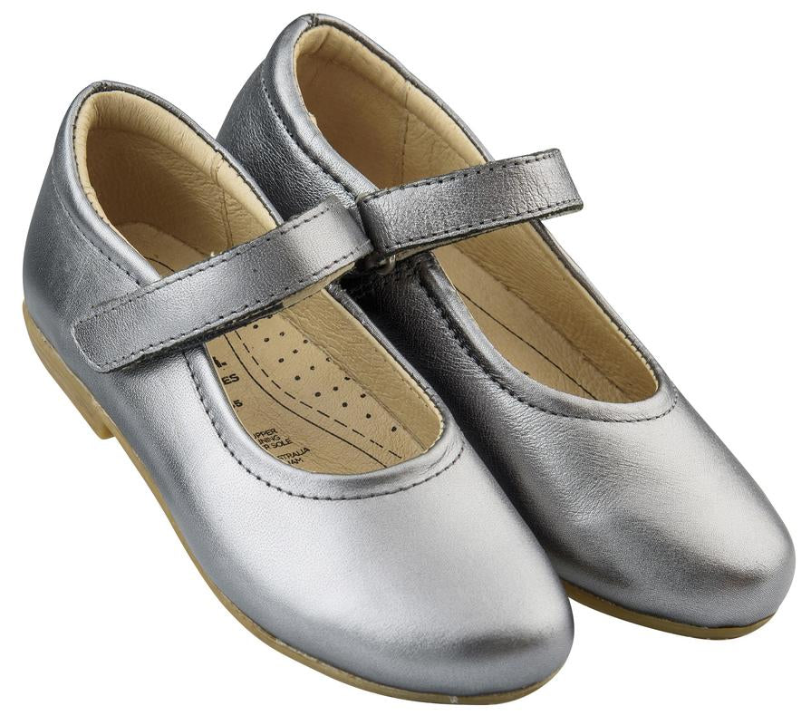 Old Soles Girl's Brule Sista Leather Mary Janes, Rich Silver