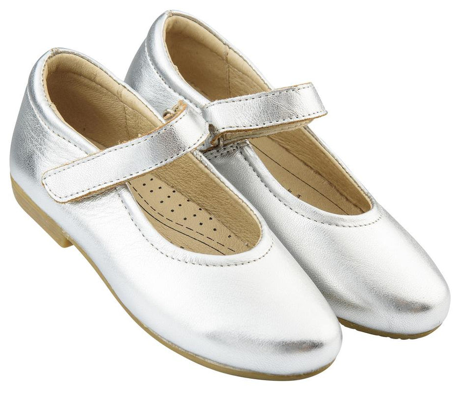 Old Soles Girl's Brule Sista Leather Mary Janes, Silver