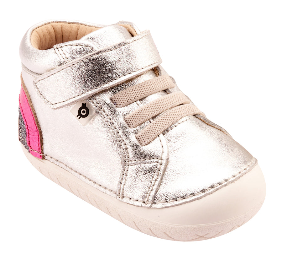 Old Soles Girl's 4091 Rainbow Champster Casual Shoes - Silver / Fuchsia Foil