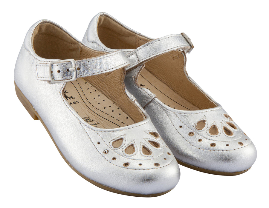 Old Soles Girl's Brule Gal Leather Mary Jane Dress Shoes, Silver