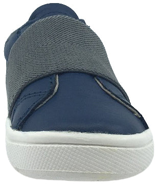 Old Soles Boy's 6018 Master Shoe Navy Leather Grey Wide Banded Slip On Sneaker Shoe