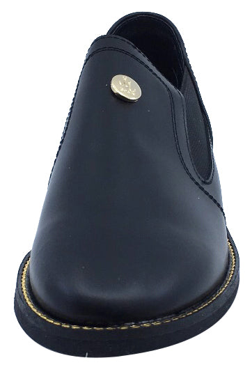 Luccini Girl's Slip-On Black Fashion Booties with Gold Trim