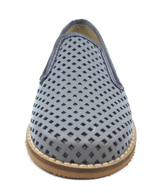 Luccini Basket Weave Grey Leather Smoking Loafer