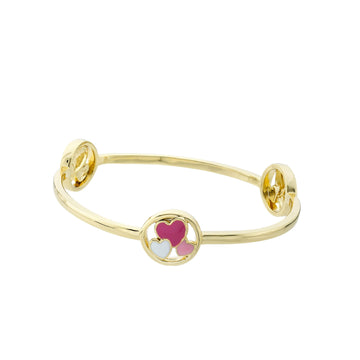 Little Miss Twin Stars Bangle With Enamel Cut Out Enamel Hearts Disc Stations