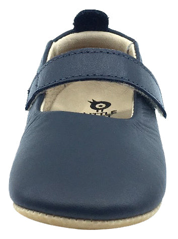 Old Soles Girl's Gabrielle Navy Blue Soft Leather Mary Jane Crib Walker Baby Shoes