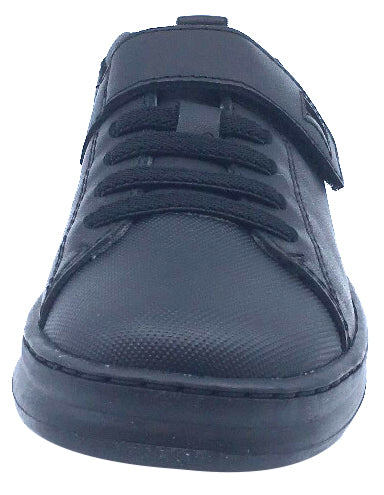 Camper for Boy's and Girl's Leather Hook and Loop Elastic Laces Black Sneaker