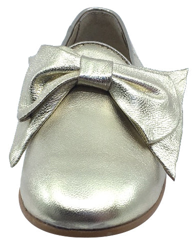 Luccini Bow Slip-On Smoking Loafer, Platino