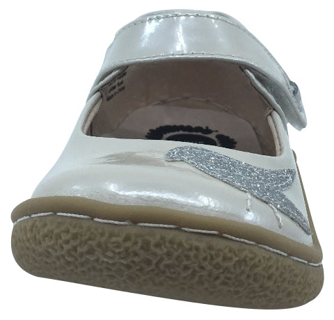 Livie & Luca Girl's Pio Pio Cloud Shimmer Patent Leather with Sparkly Dove Detail Mary Jane Flat Shoes