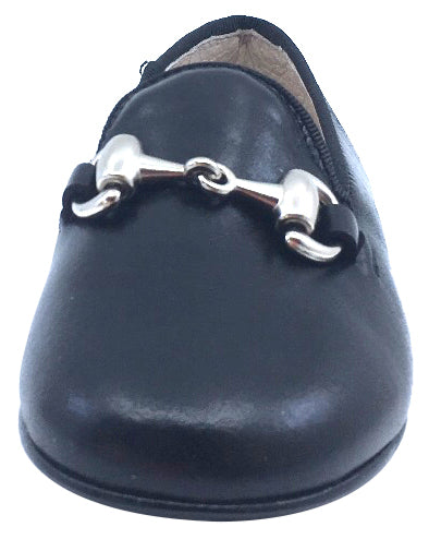 Hoo Shoes Smoking Loafer, Black Leather with Chain