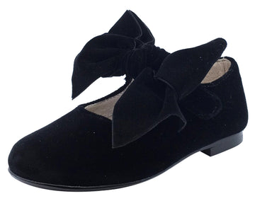 Hoo Shoes Girl's Velvet Mary Jane with Big Bow, Black