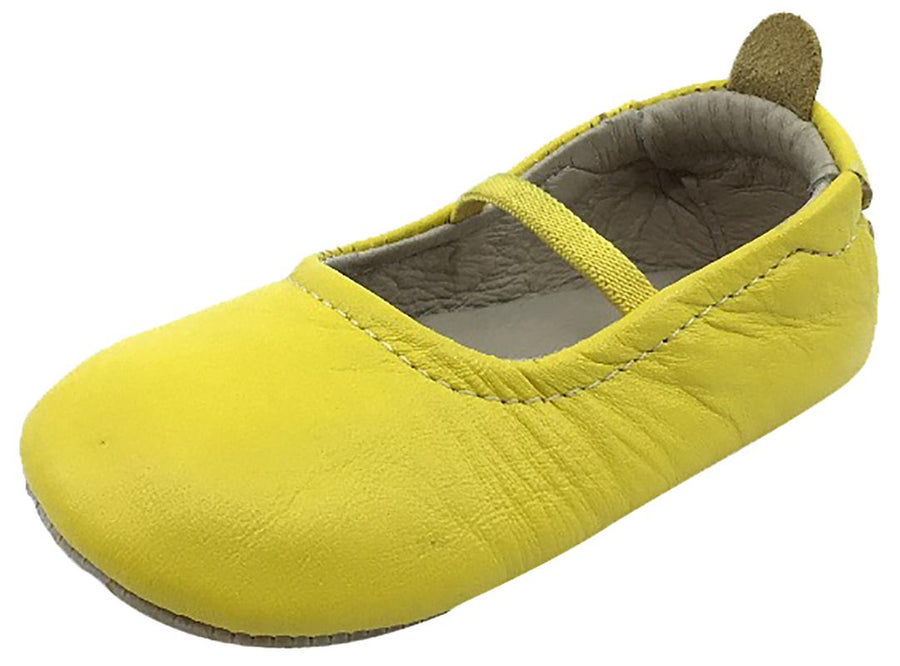 Old Soles Girl's 013 Luxury Ballet Flat Yellow Soft Leather Elastic Mary Jane Crib Walker Baby Shoes