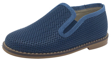 Luccini Slip-On Smoking Loafer, Navy Blue Weave