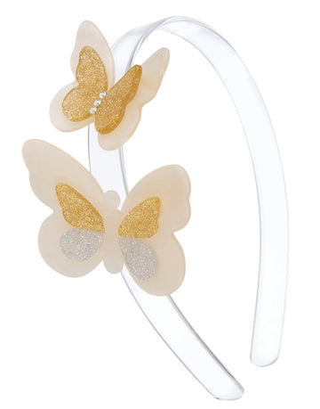 Lilies & Roses NY Girl's Double Butterfly Satin Headband