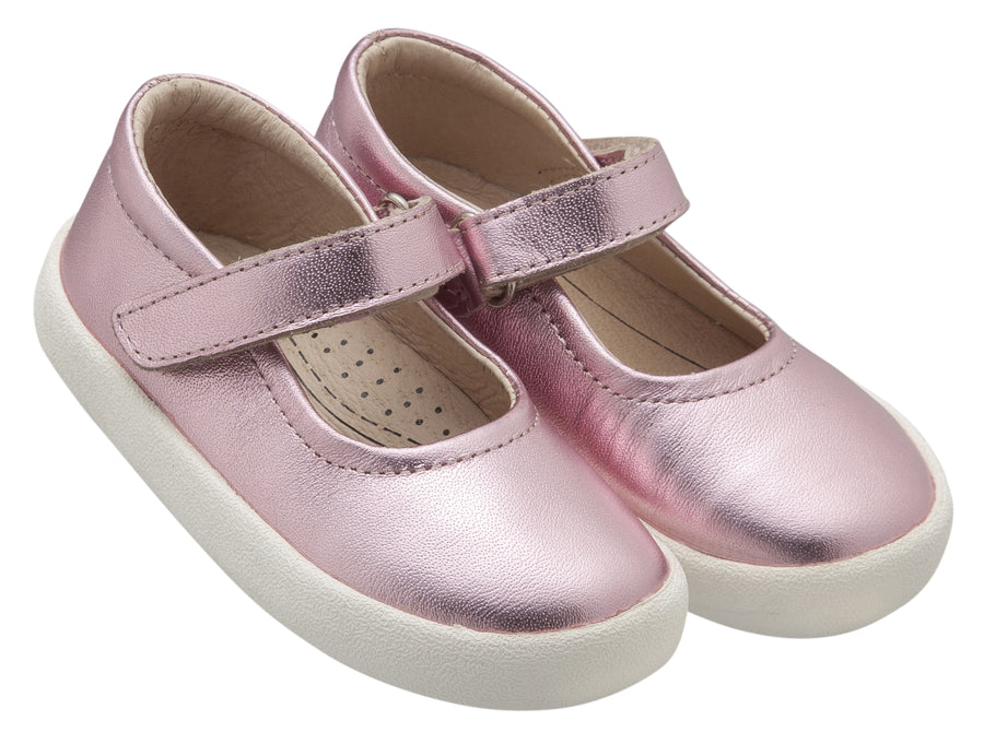 Old Soles Girl's Missy Shoe Leather Mary Jane Dress Shoes, Pink Frost